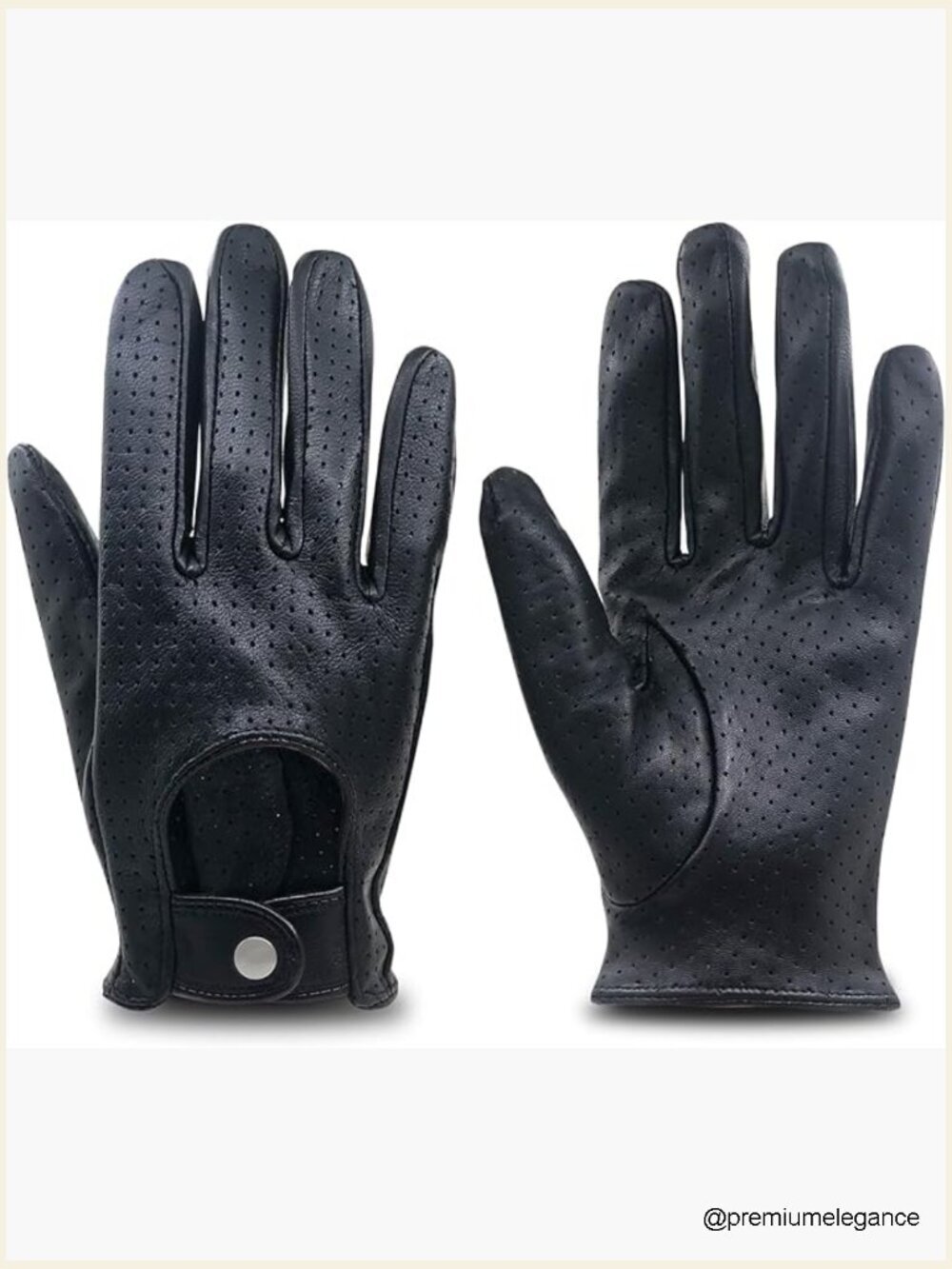 Soft Lambskin Leather Driving Gloves - Unlined, Breathable Mesh, Touchscreen